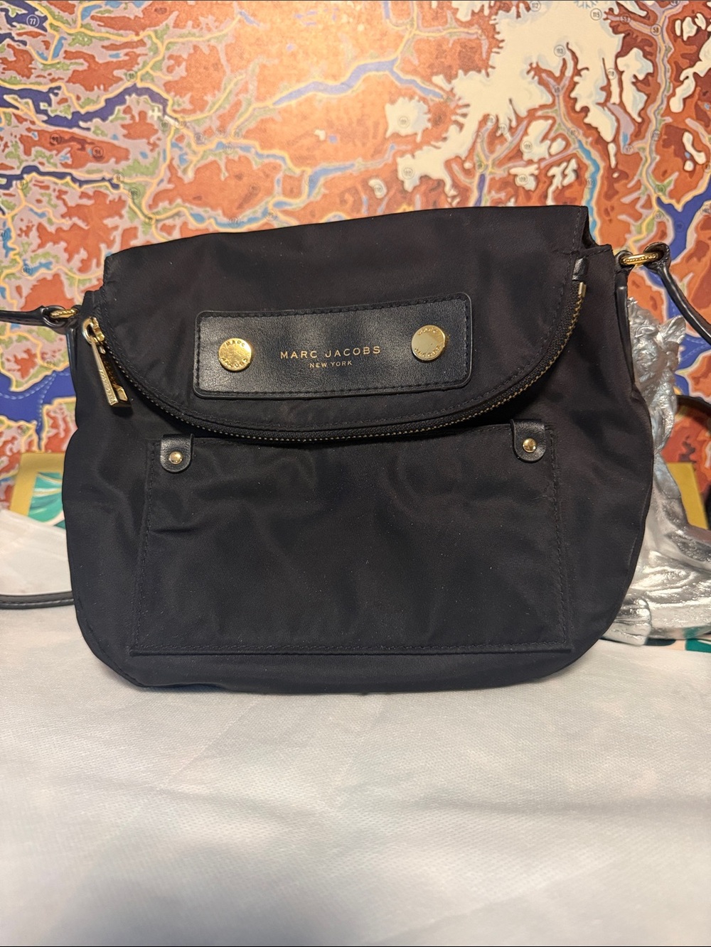 Marc Jacobs Black Nylon Crossbody with Gold Hardware